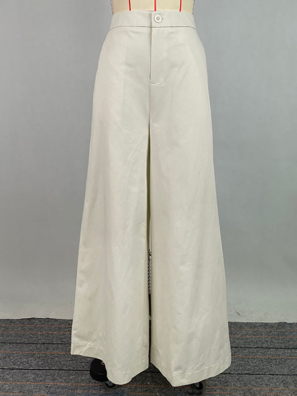 High Waisted Loose Solid Color Pants Trousers