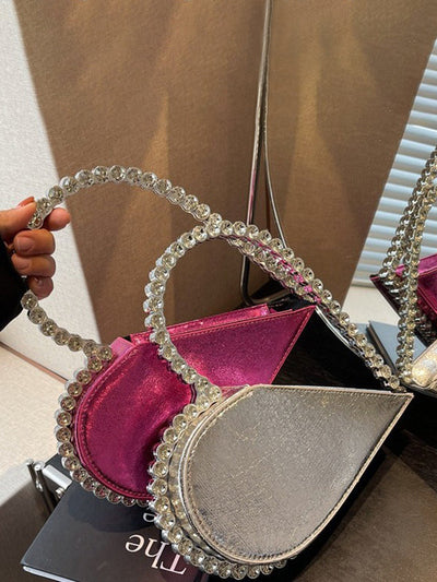 Heart Shape Shiny Split-Joint Bags Bags Accessories Handbags
