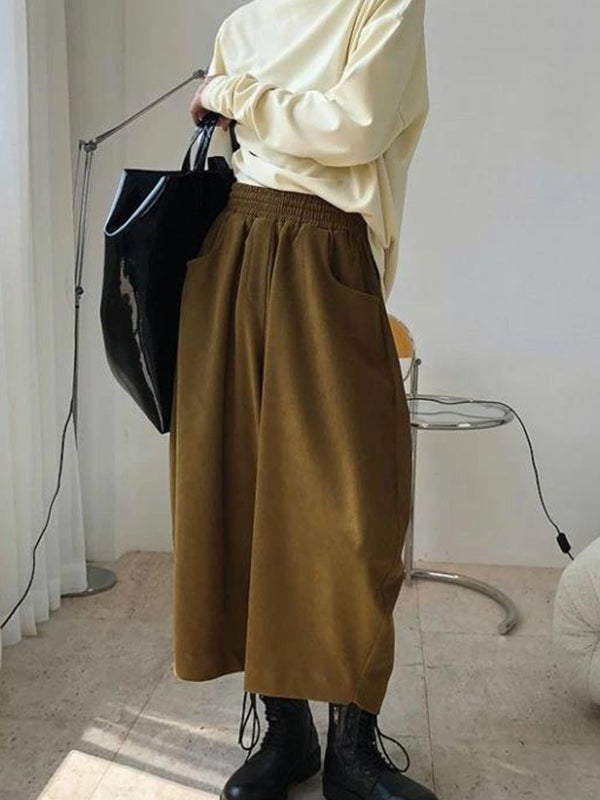 Harem Pants Wide Leg Elasticity Solid Color Split-Joint Pants Trousers