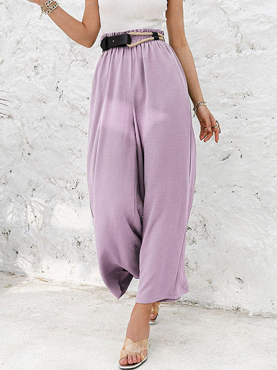 Simple Wide Leg Loose Elasticity Casual Pants Bottoms