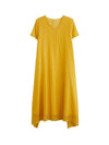 A-Line Loose Solid Color V-Neck Midi Dresses