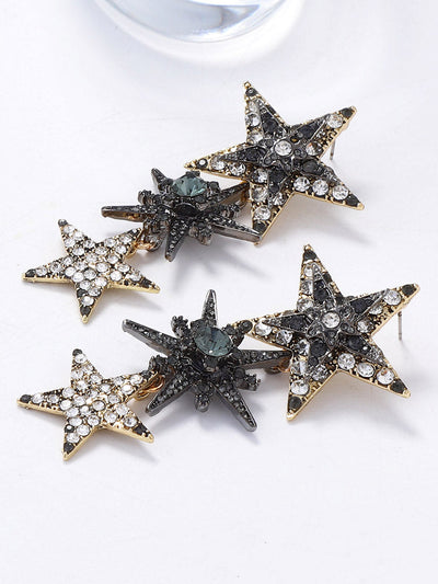 Rhine Stones Shiny Star Shape Earrings Accessories