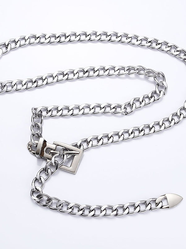 Buckle Chains Solid Color Belts