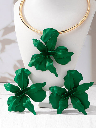 Flower Shape Drop Earrings + Necklaces Accessories