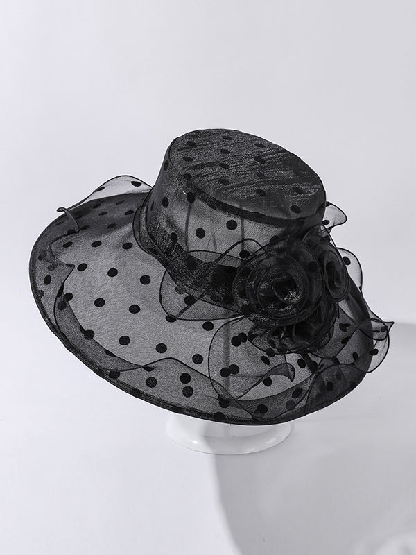Flower Shape Gauze Polka Dot See-Through Split-Joint Sun Hat