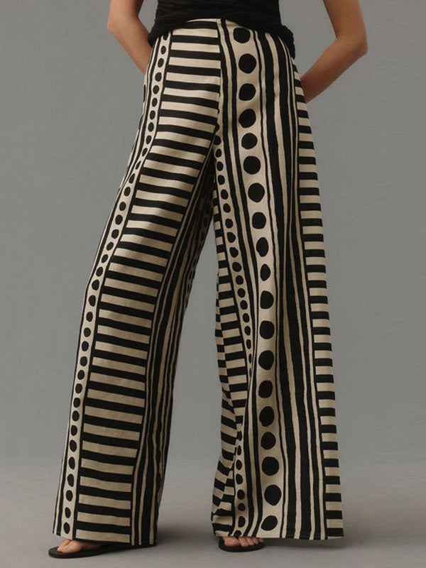 Loose Wide Leg Polka-Dot Striped Casual Pants Bottoms Trousers