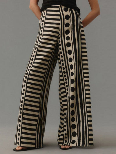 Loose Wide Leg Polka-Dot Striped Casual Pants Bottoms Trousers