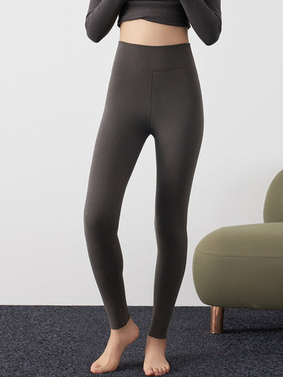 Women Autumn Warm Pure Color High Waist Leggings