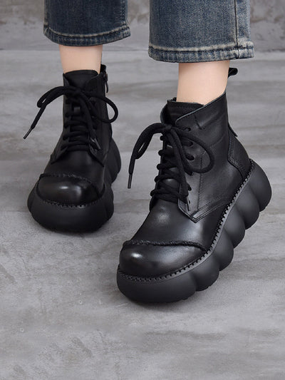 Women Winter Casual Pure Color Strap Platform Boots
