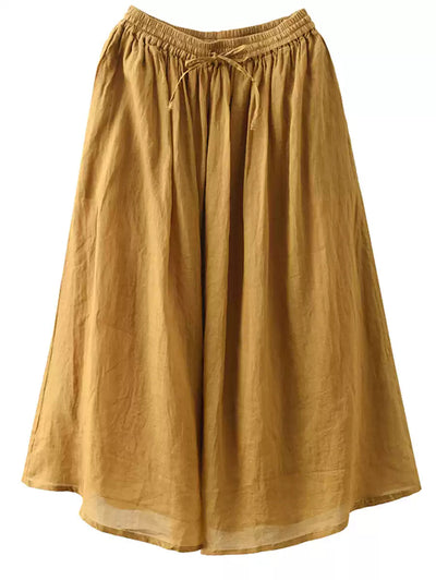 Plus Size Women Casual Solid Ramie Summer Skirts