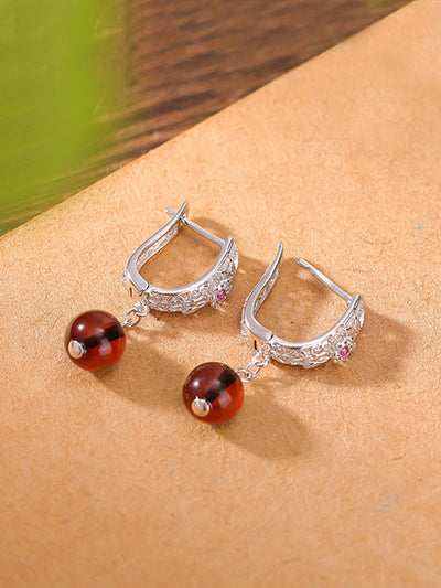 S925Silver Flower Jade Bead Earrings
