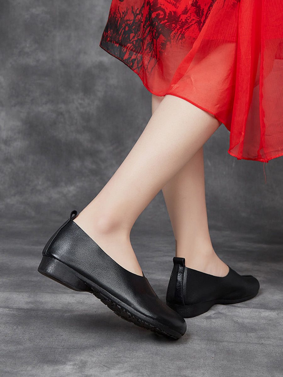 Women Casual Soft Genuine Leather Low Heel Shoes