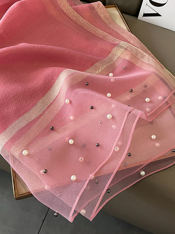 Sun-Protection Beaded See-Through Shawl&Scarf