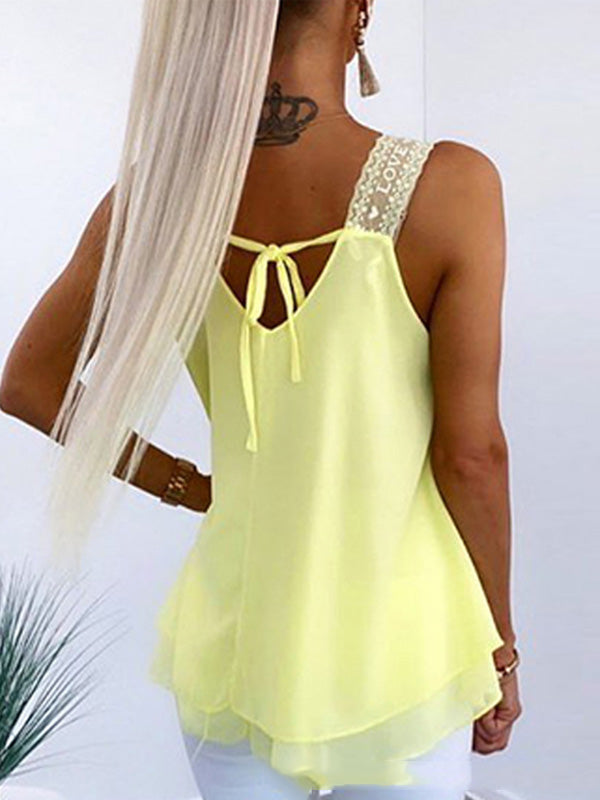 Loose Sleeveless Solid Color U-Neck Vest Top