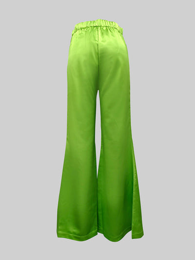 High Waisted Wide Leg Solid Color Split-Joint Pants Trousers