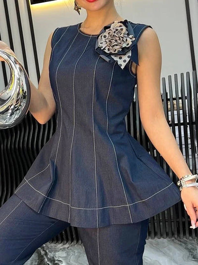 A-Line Loose Split-Joint Zipper Round-Neck Vest Top