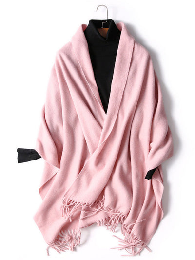 Keep Warm Solid Color Tasseled Shawl&Scarf