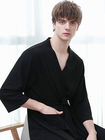 Comfortable Solid Bandage Thin Pajama Robe