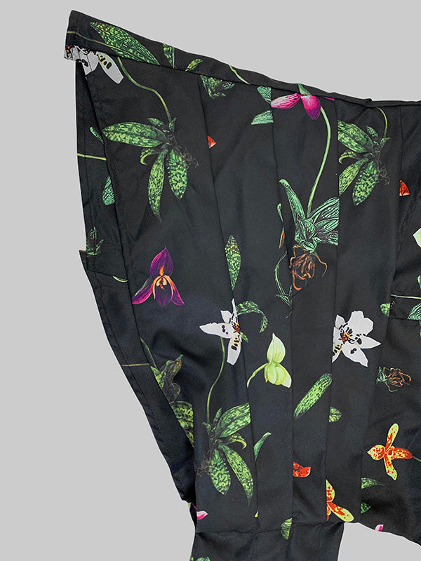 Long Sleeves Loose Asymmetric Flower Print Split-Joint Lapel Blouses&Shirts Tops