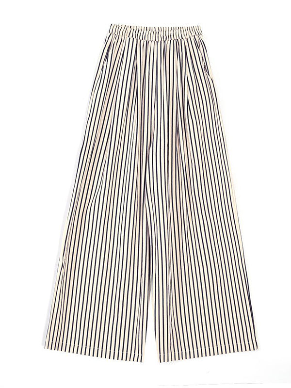 High Waisted Loose Split-Joint Striped Pants Trousers
