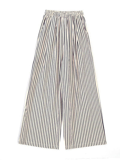 High Waisted Loose Split-Joint Striped Pants Trousers