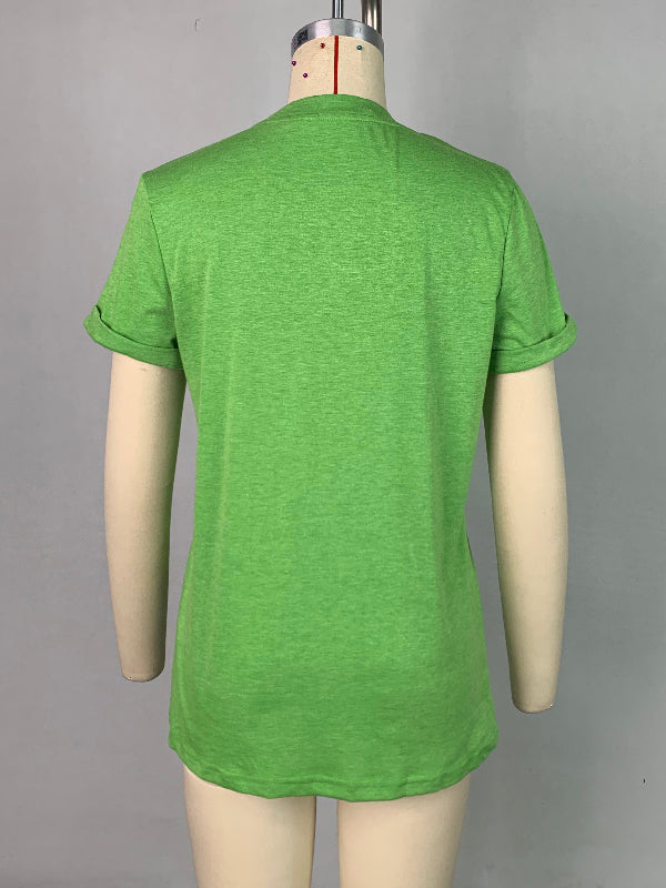 Short Sleeves Solid Color Round-Neck T-Shirts Tops