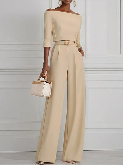 Half Sleeves Solid Color Split-Joint Off-The-Shoulder T-Shirts Tops