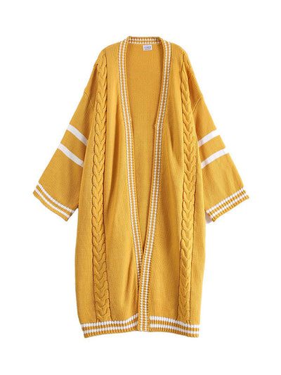 Urban Loose Contrast Color Striped Cardigan Coat