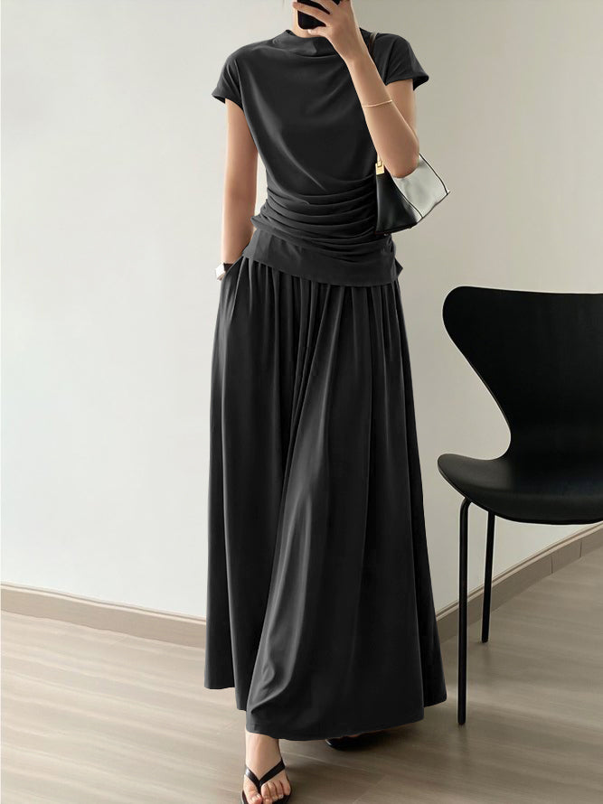 High Waisted Loose Solid Color Long Skirts Skirts Bottoms