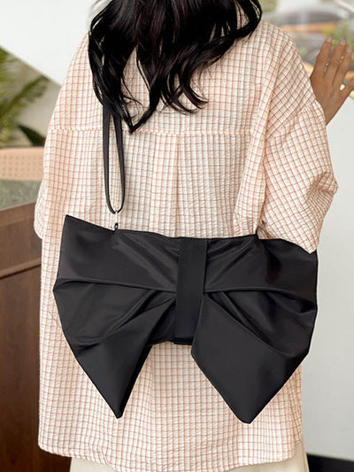 Bowknot Solid Color Zipper Shoulder Bags