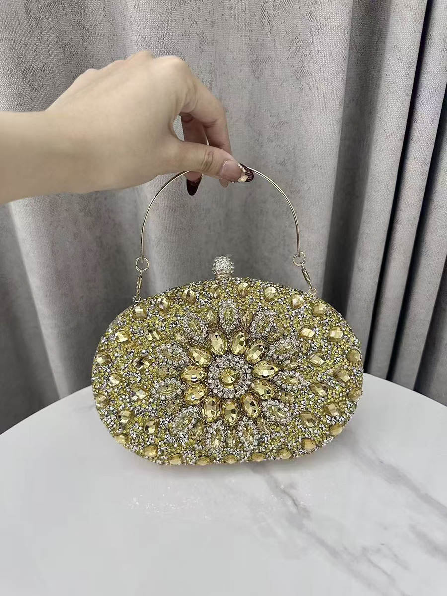 Geometric Rhine Stones Shiny Evening Bags & Clutches