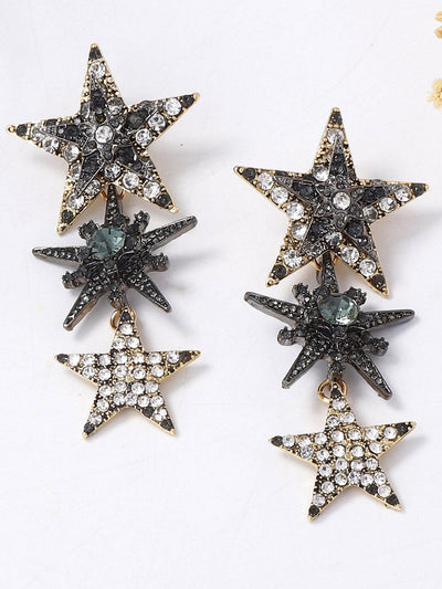 Rhine Stones Shiny Star Shape Earrings Accessories