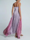 A-Line Loose Elasticity Gradient Pleated Tube Evening Dresses Maxi Dresses