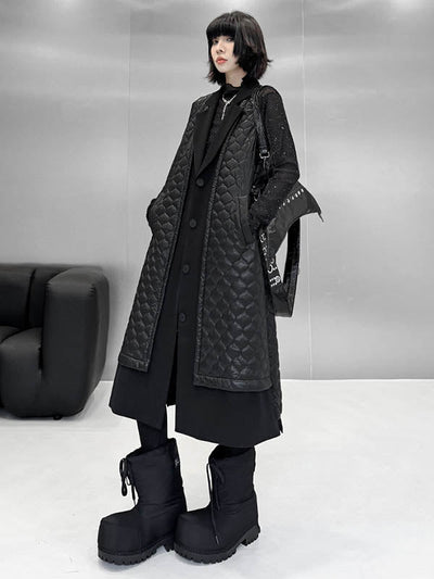 Loose Sleeveless Buttoned Plaid Pockets Solid Color Split-Joint Notched Collar Outerwear Padded Vest