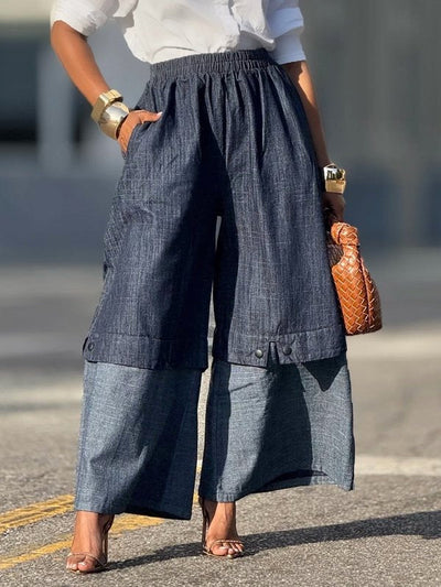 Loose Wide Leg Elasticity Jean Pants Bottoms Trousers