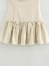 A-Line Loose Pleated Solid Color Split-Joint Zipper Round-Neck Mini Dresses