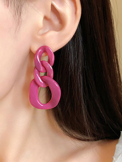 Geometric Solid Color Drop Earrings