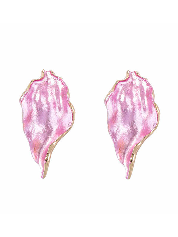 Irregularity Leaves Print Pleated Earrings Accessories