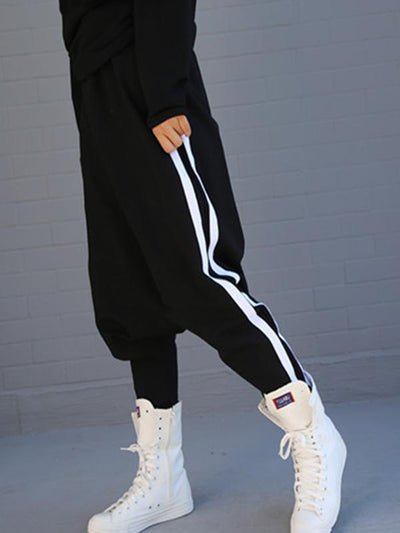 Loose Striped Empire Harem Pants