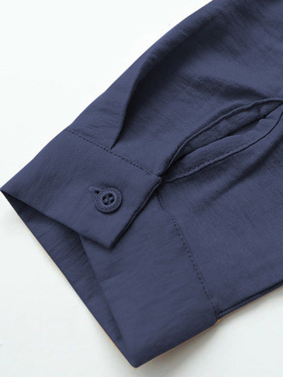 Casual Long Sleeves Loose Solid Color V-Neck Blouses&Shirts Tops