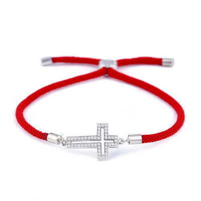 Copper Korea Cross Bracelet (red Rope Cross) Fine Jewelry Nhas0428-red-rope-cross
