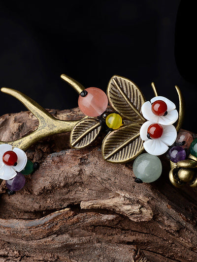 （2 Pieces）Alloy Branch Shell Flower Casual Brooch