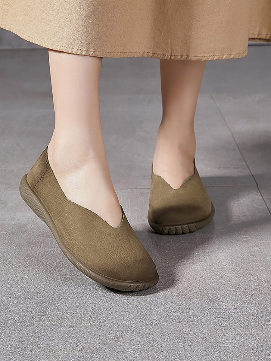 Women Summer Soft Genuine Leather Flat Shoes