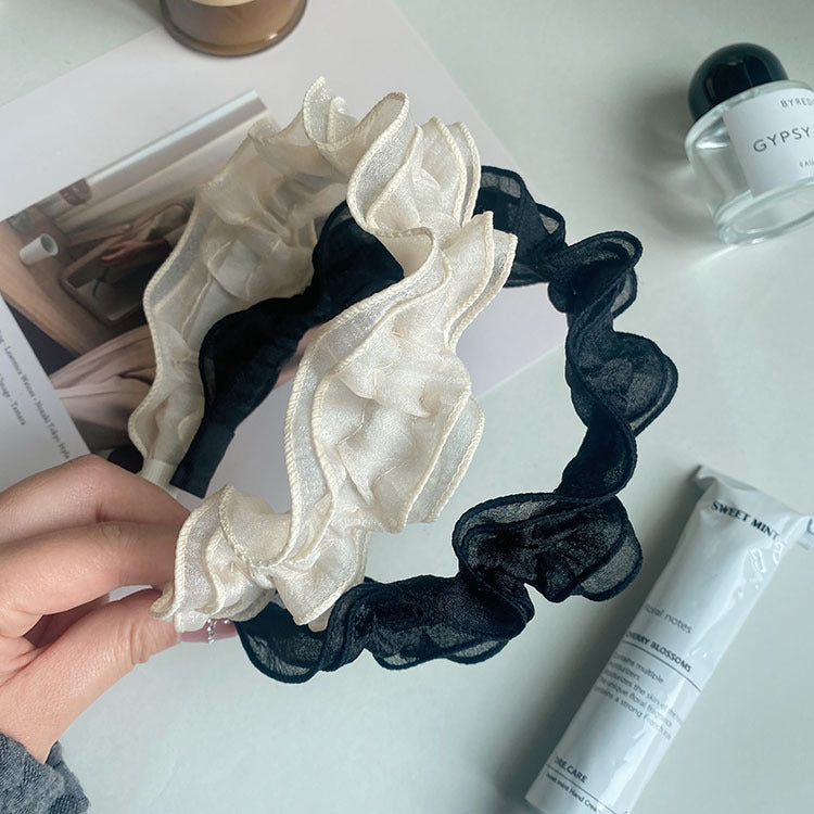 fashion solid color gauze pleated hair band 1 piece