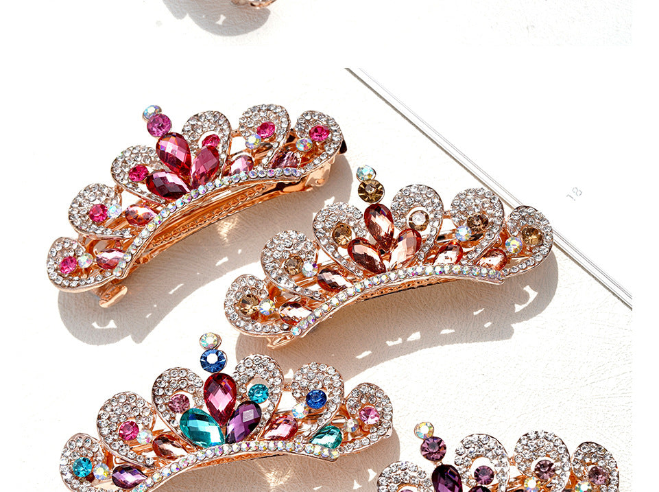 cute sweet color block zinc alloy plating inlay rhinestones crown