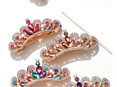 cute sweet color block zinc alloy plating inlay rhinestones crown