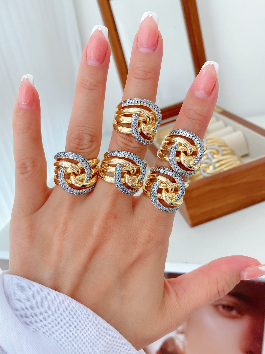 Jewelry Vintage Style Geometric Copper Mixed Metal Rings Bracelets