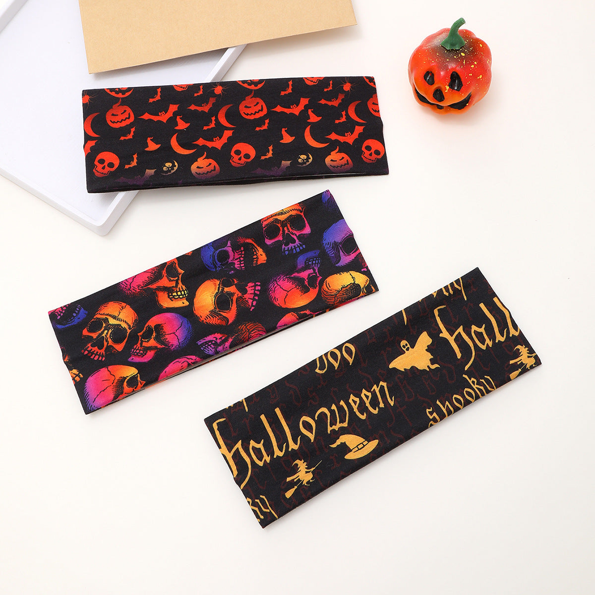 Women's Cute Funny Pumpkin Cartoon Character Spider Cloth Printing Hair Tie