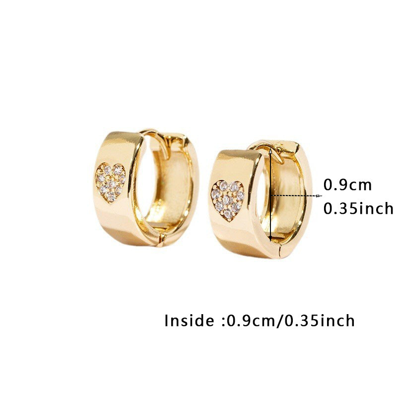 1 Pair Lady Heart Shape Plating Copper Zircon Earrings