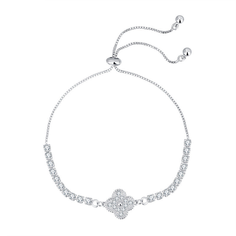 Copper Inlay Round Square Heart Shape Imitation Moissanite Bracelets